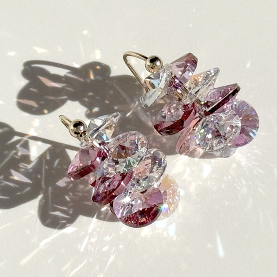 Mauve Blue Crystal Cluster 
Earrings | MONOLISA Jewelry Made in California