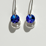 Versatile Argentium Silver Crystal Dangle Mini Hoop Collection - Color Purple