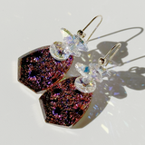 Modern Glass Crystal Cluster Earrings - Pink Purple