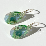 Classic Pear Crystal Earrings - Peridot Shimmer