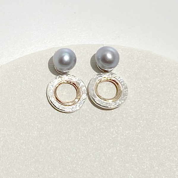 [TATIANA] Silver925☆Initial Pearl Ear Jacket Earrings Set TATIANA] Silver925☆Initial Pearl Ear Jacket Earrings Set