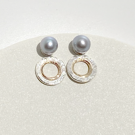 2 Earring Jacket Sets with Pearl Studs Designed with 14 Karat Gold and Argentium Silver | Jewelry Made in California
