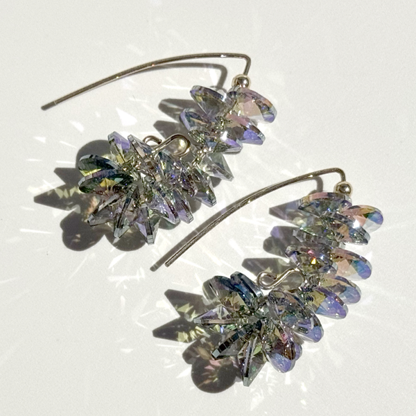 Purple Green Cluster Crystal Earrings By Artist Lisa Ramos - MONOLISA Jewelry