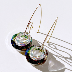 Large Circular Rainbow Iridescent Crystal Earring Collection