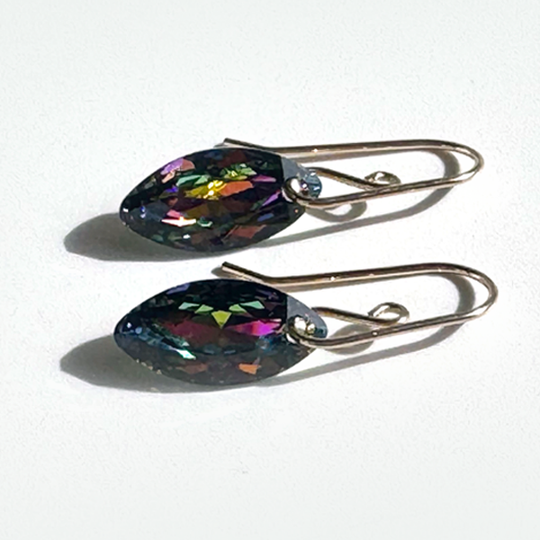 Marquise Cut Crystal Earrings - Rainbow