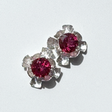 Versatile 4 Carat Gemstone Topaz Studs with Argentium Silver Flower Earring Jackets - RoseTopaz