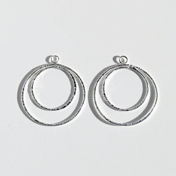 Argentium Silver Round Hoop Earring Jackets Handmade by California Jewelry Artist Lisa Ramos | Jewelry Made in California