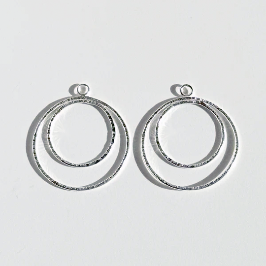Argentium Silver Round Hoop Earring Jackets Handmade by California Jewelry Artist Lisa Ramos | Jewelry Made in California