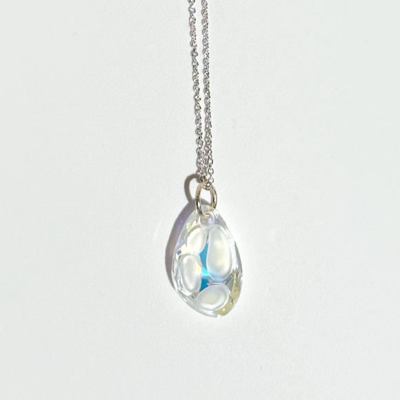 14 Karat Gold Sea Life Crystal Pendant with Sterling Chain