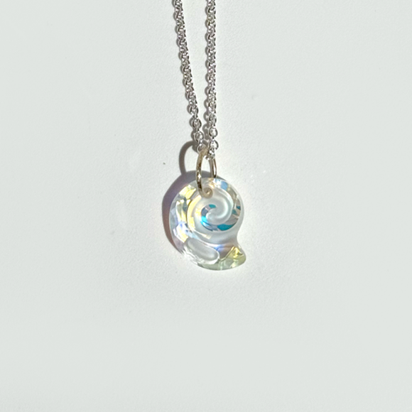 14 Karat Gold Sea Snail Crystal Pendant with Sterling Chain