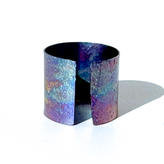Hammered Titanium Rainbow Ring Collection
