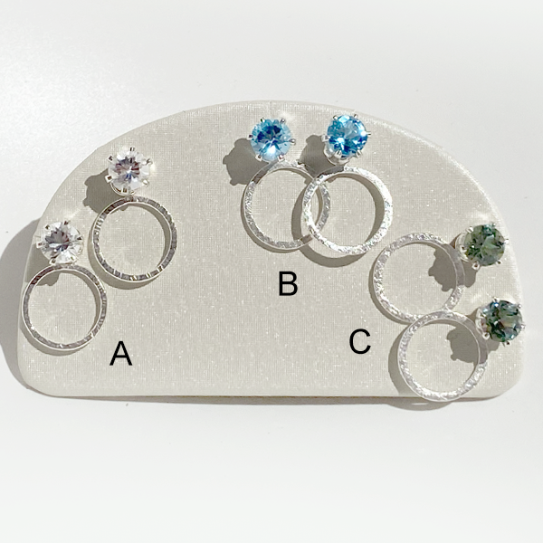 Versatile Gemstone Stud Earrings with Argentium Silver Small Hoop Earring Jackets | MONOLISA Jewelry Collection Made in California