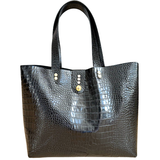 Over The Shoulder Italian Leather Tote Bag with Crystals - Bag 142