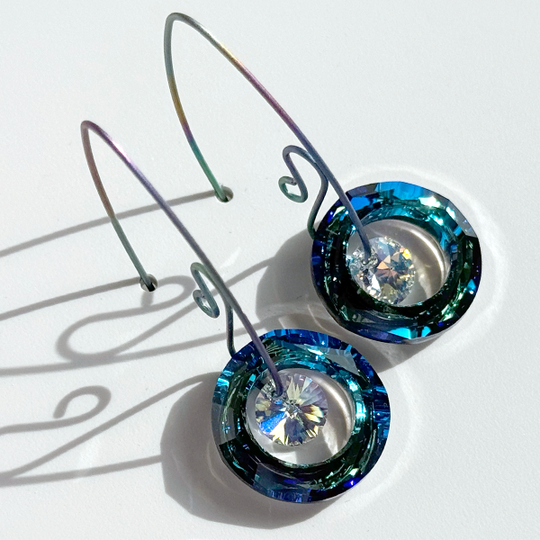 Large Titanium Rainbow Crystal Earring Collection