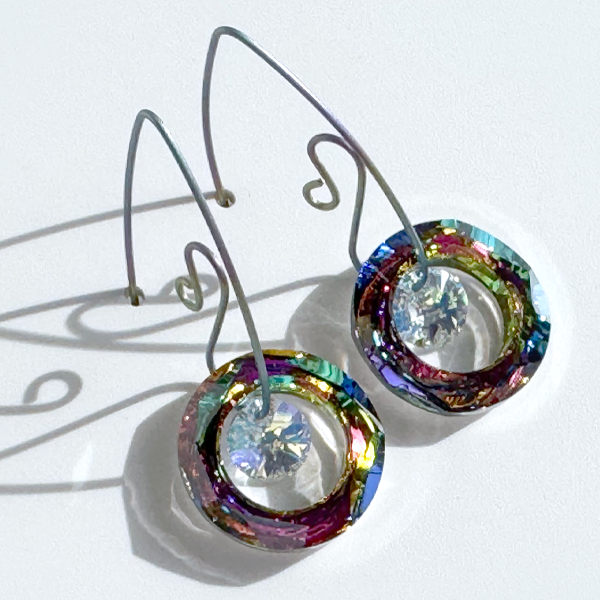 Large Titanium Rainbow Crystal Earring Collection