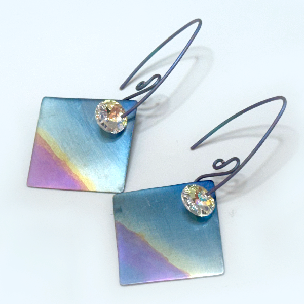 Versatile Titanium Rainbow Crystal Earrings