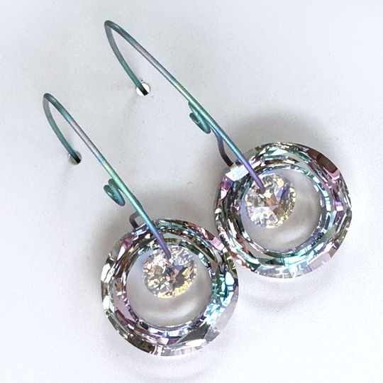 Large Titanium Rainbow Crystal Earring Collection