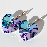 Shimmering Large Size Crystal Heart Earrings - Unicorn