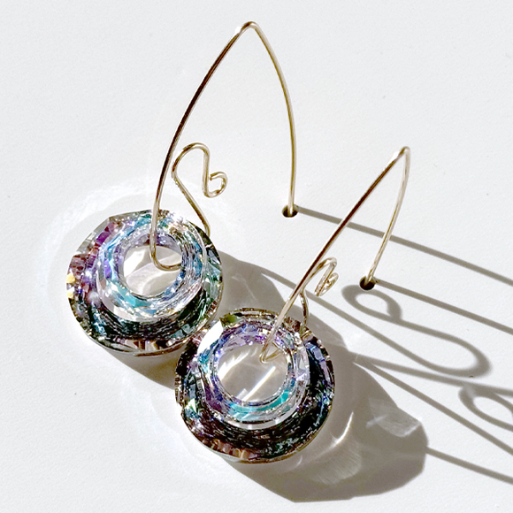 Large Circular Unicorn Iridescent Crystal Earring Collection