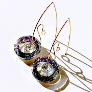 Large Circular Rainbow Iridescent Crystal Earring Collection II