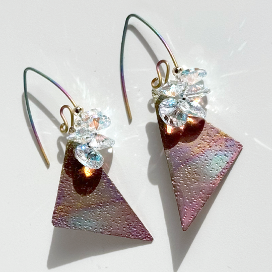 Versatile Titanium Pink Rainbow Crystal Earrings