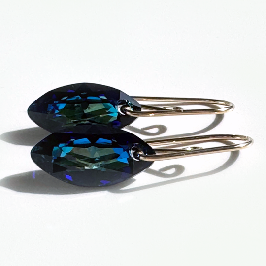 Marquise Cut Crystal Earrings - Unique Blue