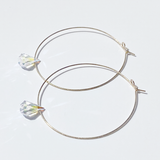 Versatile 14 Karat Gold Textured Large Hoop Crystal Earrings - Teardrops