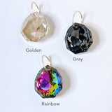 14 Karat Gold Lavish Crystal Pendant Collection with Argentium Silver Chain - Colors Golden, Gray and Rainbow