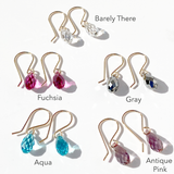 Dainty Elegance Collection - Briolette Crystal Earrings - Colors Barely There, Fuchsia, Gray, Aqua and Antique Pink