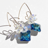 14k Gold Filled Versatile Scroll Design Princess Cluster Crystal Earrings 