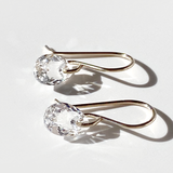14k Gold Filled Elegant Crystal Mini Modern Pear Earrings - Clear