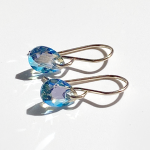 14k Gold Filled Mini Crystal Earrings - Unique Blue