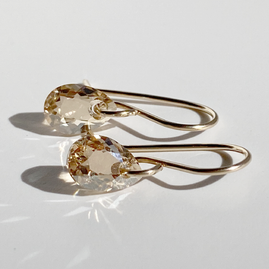 14k Gold Filled Mini Crystal Earrings - Golden
