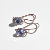 14k Rose Gold Filled Mini Crystal Earrings - Purple Unicorn