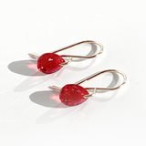 14k Pink Gold Filled Mini Crystal Earrings - Red