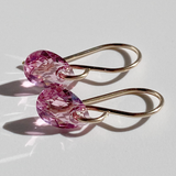 14k Gold Filled Mini Crystal Earrings - Pink