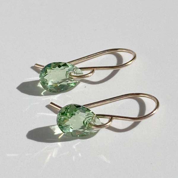 14k Gold Filled Mini Crystal Earrings - Peridot