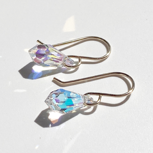 Argentium® Silver Mini Teardrop Crystal Earrings