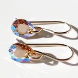 14k Gold Filled Elegant Crystal Mini Modern Pear Earrings - Topaz