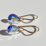 14k Gold Filled Mini Crystal Earrings - Yellow Iridescence