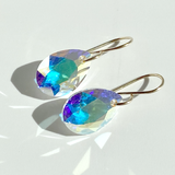 14k Gold Filled Elegant Crystal Modern Pear Earrings - Iridescence