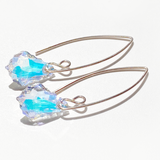 Elegant Scroll Design Crown Crystal Earrings - Gold Filled