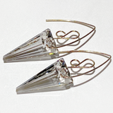 Small 14k Gold Elegant Scroll Design Spike Crystal Earrings - Barely There