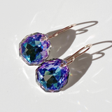 14k Rose Gold Filled Regal Faceted Crystal Earrings - Purple 