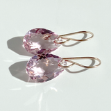 14k Rose Gold Filled Elegant Crystal Modern Pear Earrings - Light Pink