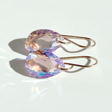 Elegant Crystal Mini Modern Pear Earrings - Pink Sparkle