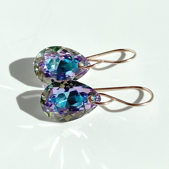 14k Gold Filled Elegant Crystal Modern Pear Earrings - Unicorn