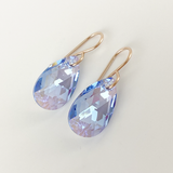 Elegant Sapphire Crystal Pear Earrings - 14k Gold