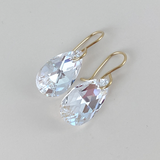 Elegant Touches of Blue Crystal Pear Earrings - 14k Gold