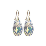 14k Gold Large Classic Yellow Iridescent Pear Crystal Earrings -